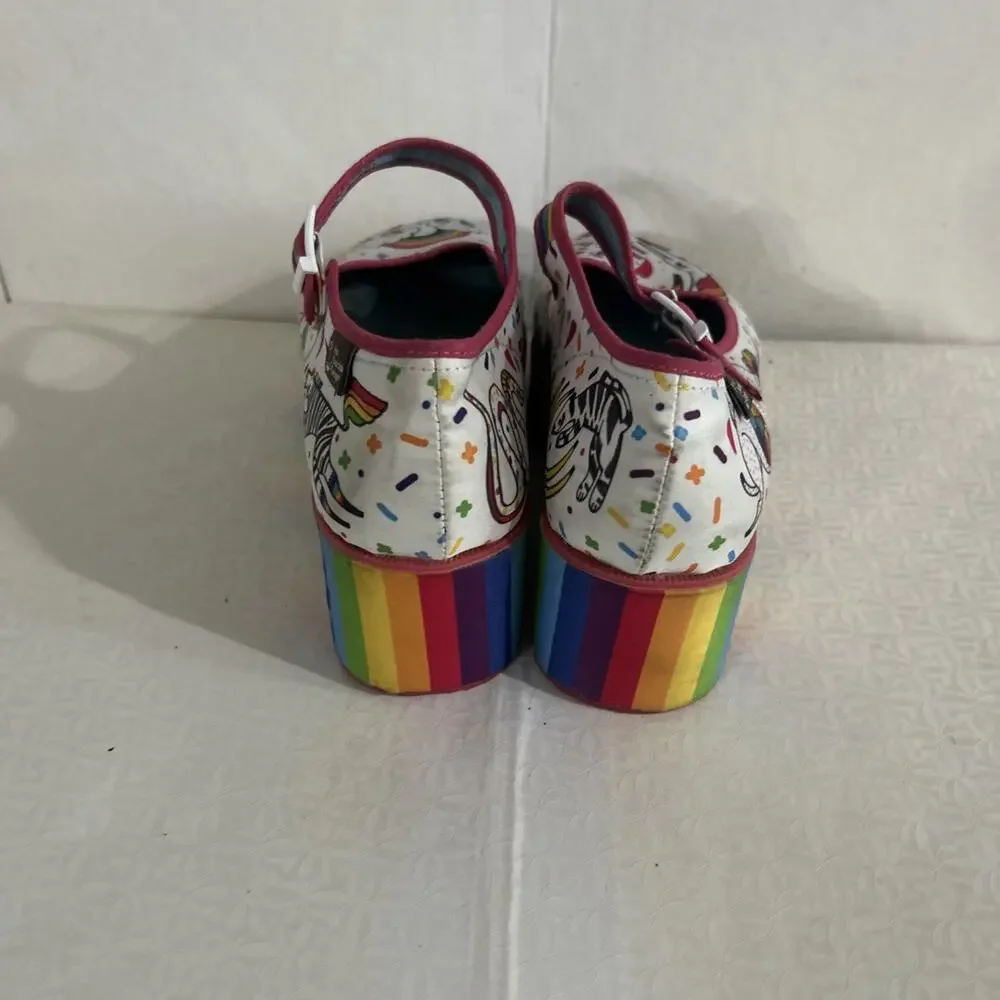 Chocolaticas Hot Chocolate Design Rainbow Platform Mary Jane Womens US 7 EU 37